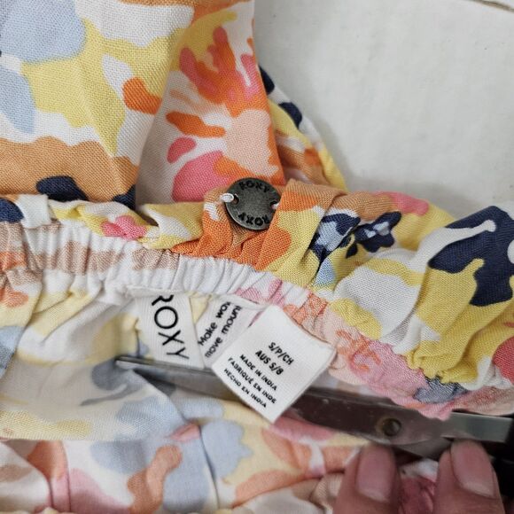 Roxy Another Day Printed Romper Dress Small Off Shoulder Floral Escape Beach - Picture 2 of 10